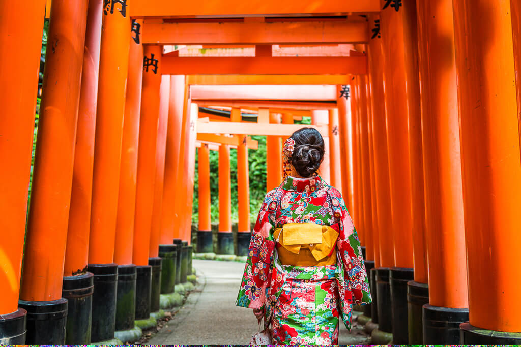 The Red Torii gates in Fushimi Inari shrine, Kyoto